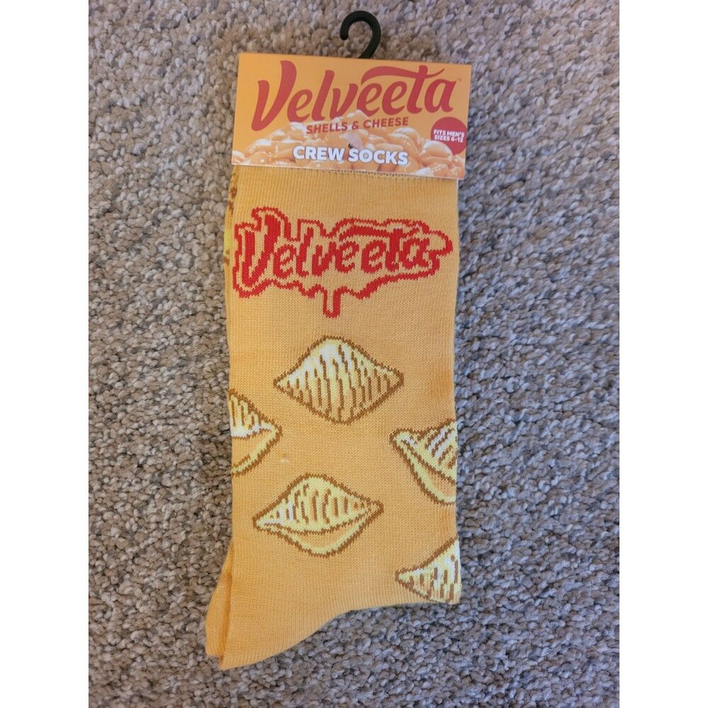 Velveeta Shells & Cheese Crew Socks Men's 6-12 Novelty Mac & Cheese NWT